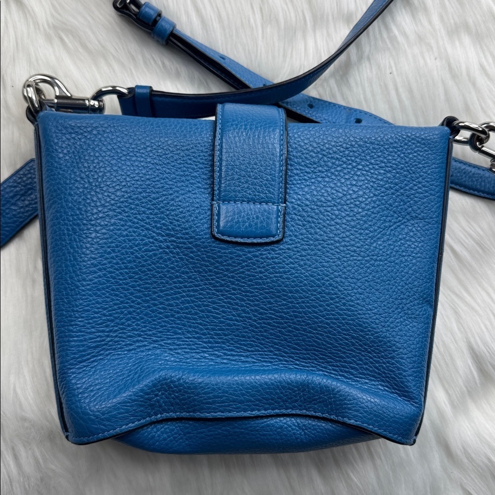 Coach C2814 Addie Pebble Leather Crossbody Bag SV/Vivid Blue crossbody purse - Picture 6 of 10